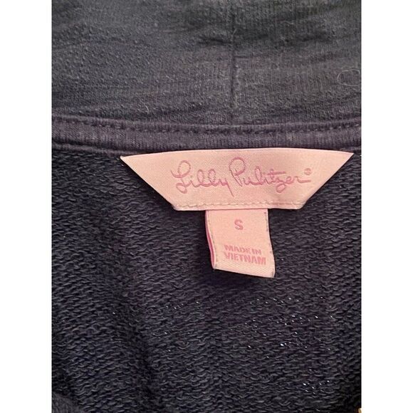 Lilly Pulitzer 1/4 Gold Zip Pullover Size Small Long Sleeve Pocket Blue.     P - Picture 5 of 6